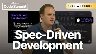 Thumbnail option 3 for Spec-Driven Development: Agentic Coding at FAANG Scale and Quality — Al Harris, Amazon Kiro