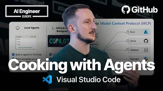 Thumbnail option 2 for Cooking with Agents in VS Code — Liam Hampton, Microsoft